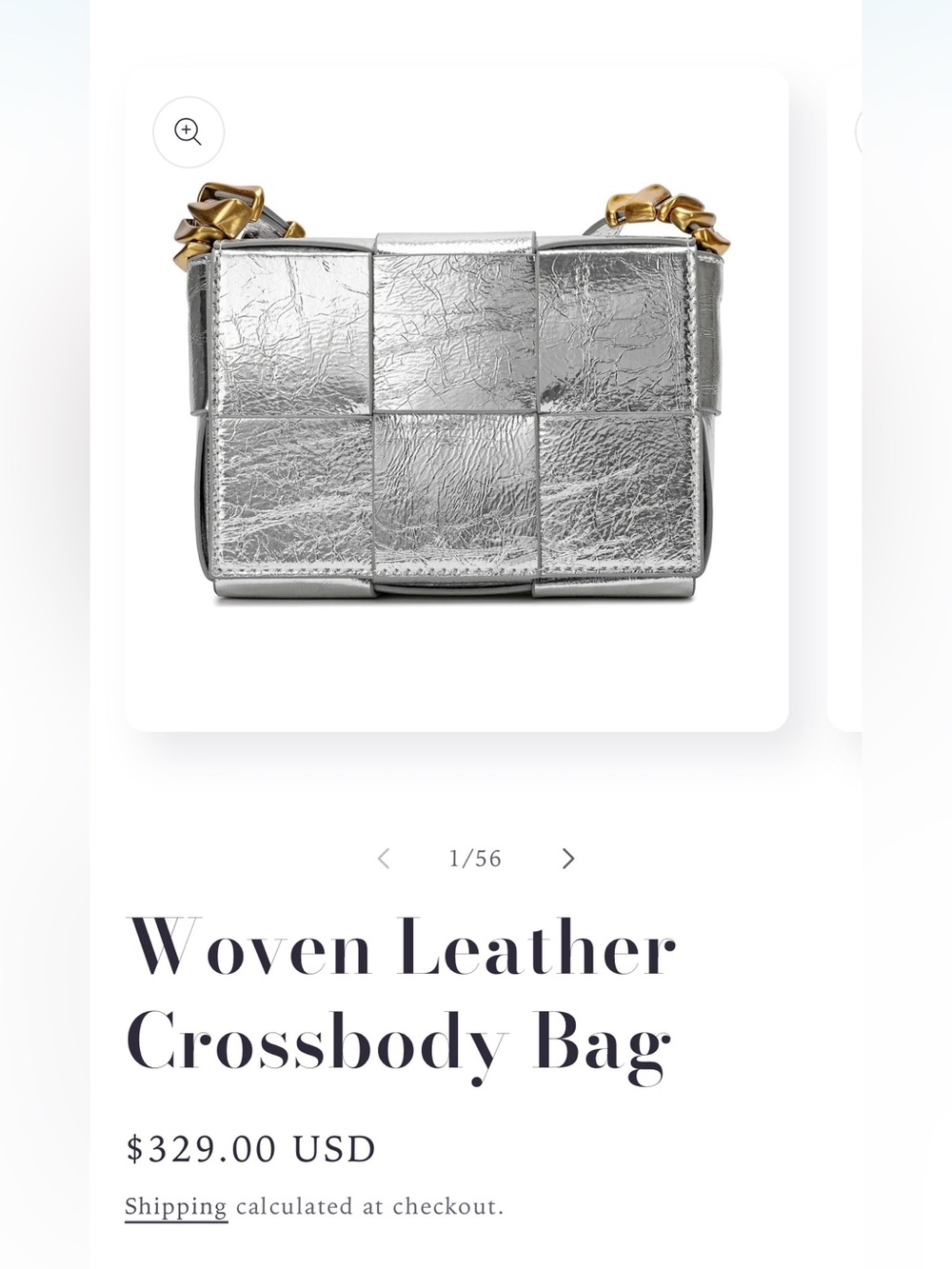 Woven Metallic Leather Crossbody Bag - Silver